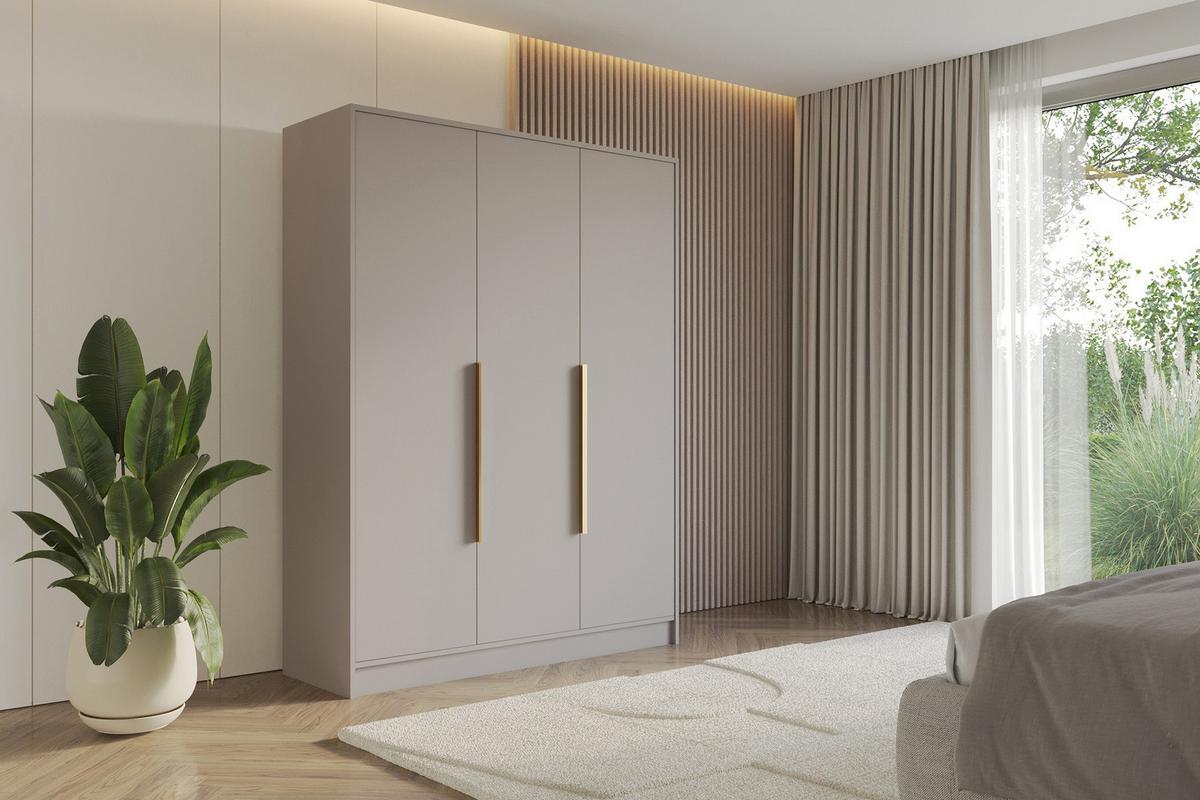 KLEIDERSCHRANK - PORTO - 150 - Kaschmir - Kaschmir/Goldfarben, Holzwerkstoff (150/200/51cm) - ALTDECOR