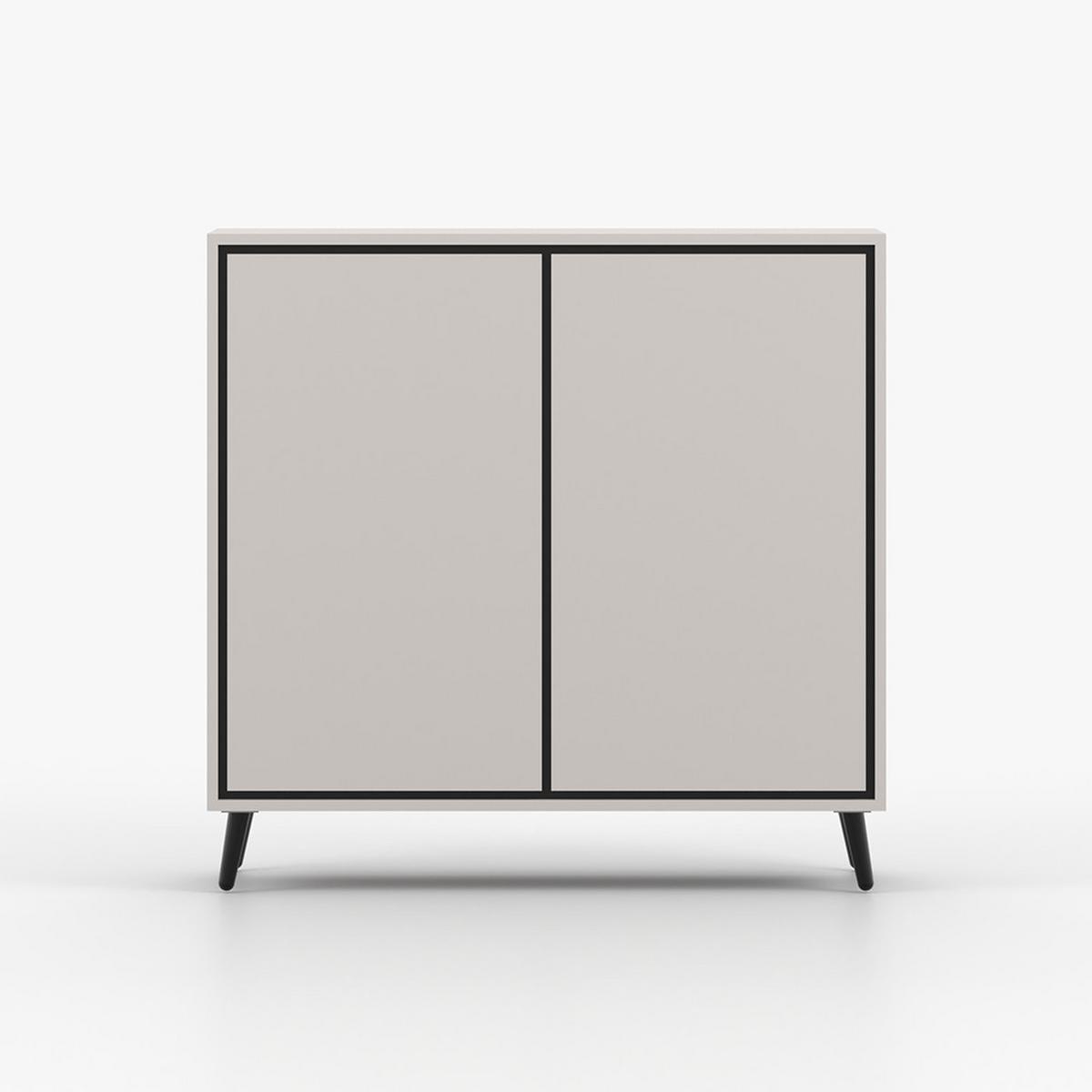 KOMMODE FRESCO 2D 90 cm Weiß/Weiß, zwei Dretüren, grifflos - Kaschmir, Holzwerkstoff (100/100/40cm) - imoebel24