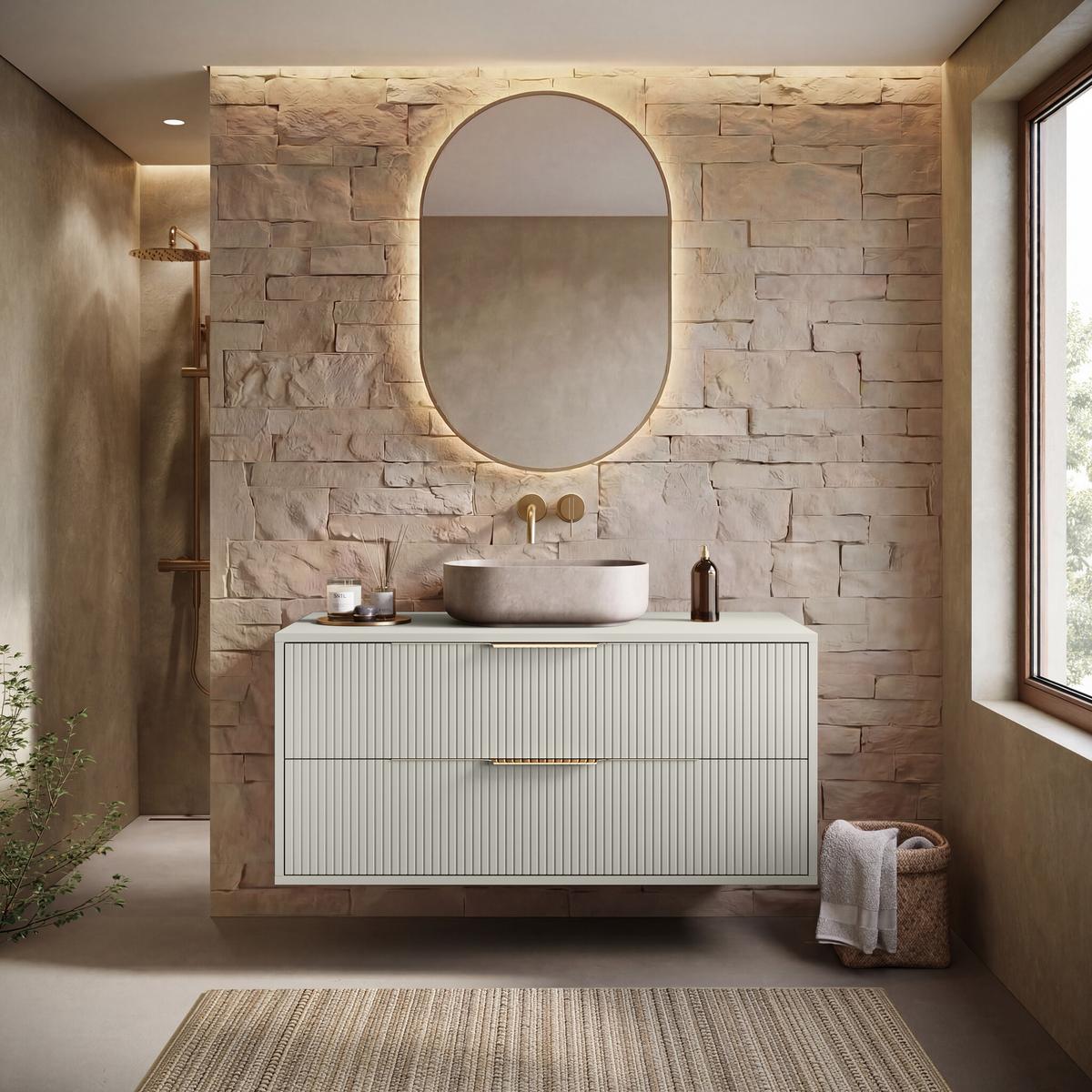 WASCHBECKENUNTERSCHRANK Rimini 2 Schubladen Cashmere - 100 x 46 x 54 cm - Kaschmir, Holz (100/46/46cm) - Badplaats