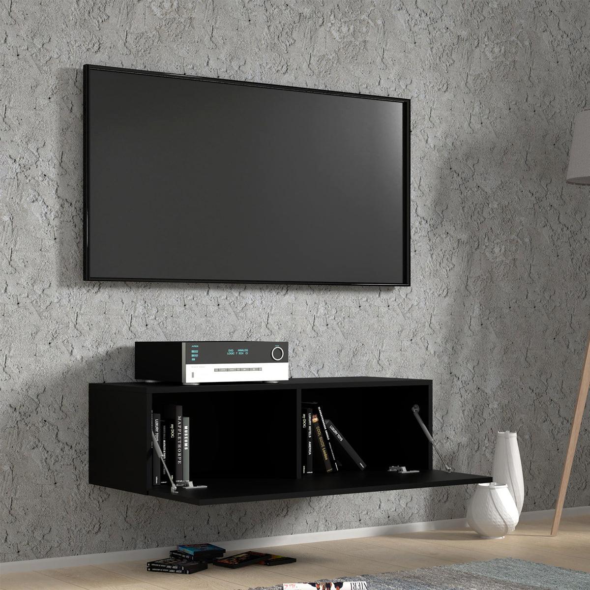 TV-MÖBEL Bali Mattschwarz - Schwarz, Holzwerkstoff (100/30/40cm) - Petits-meubles