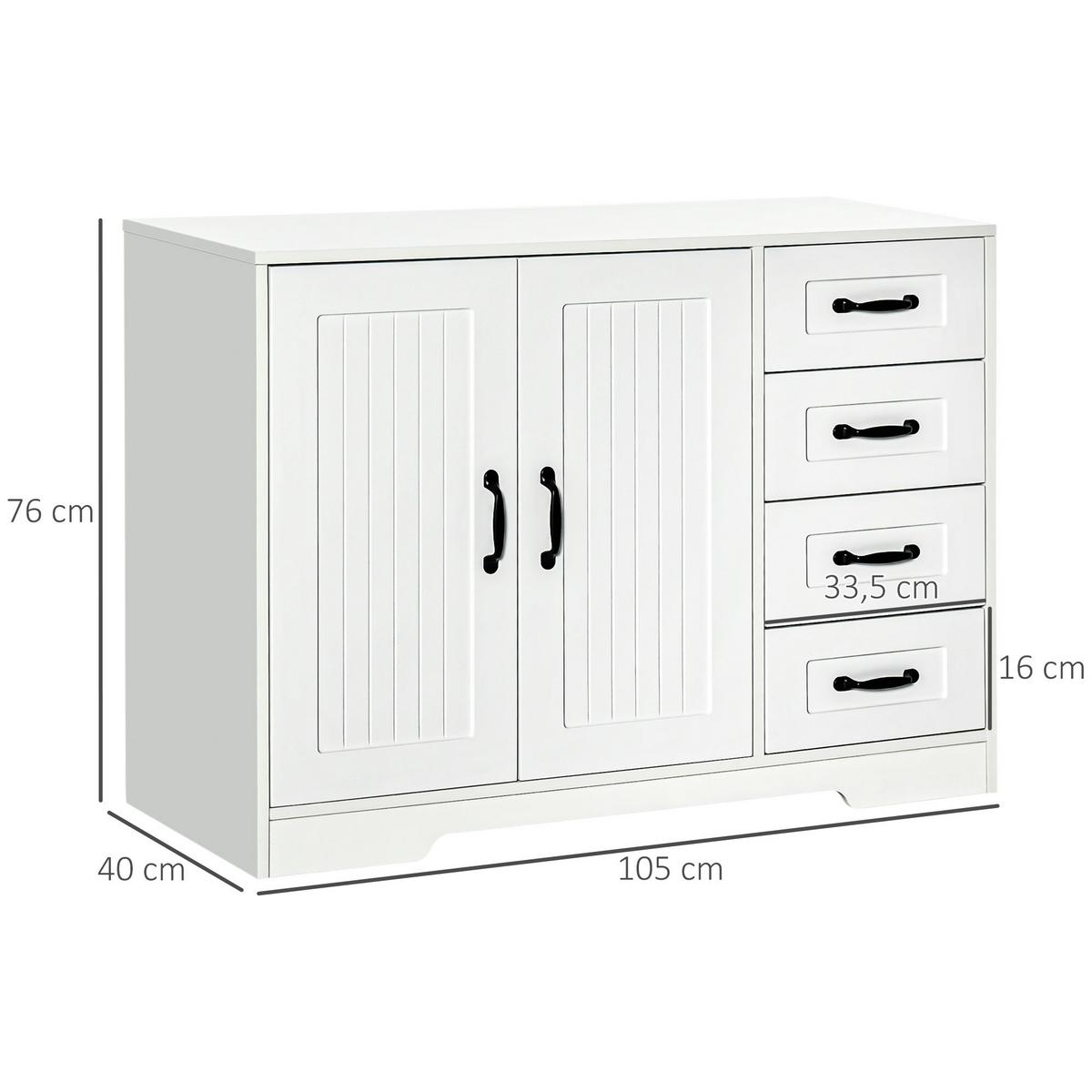 BEISTELLSCHRANK, Spanplatte, Weiß, 105 x 40 x 76 cm - Weiß, Holzwerkstoff (40/76/105cm) - HOMCOM