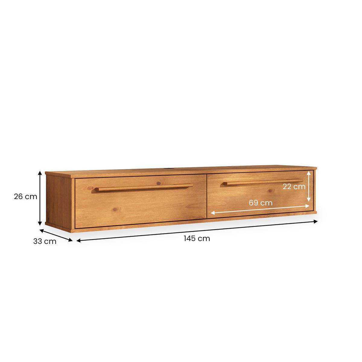 LOWBOARD TECCA Eiche - Eichefarben, Holz (145/26/33cm) - IDIMEX