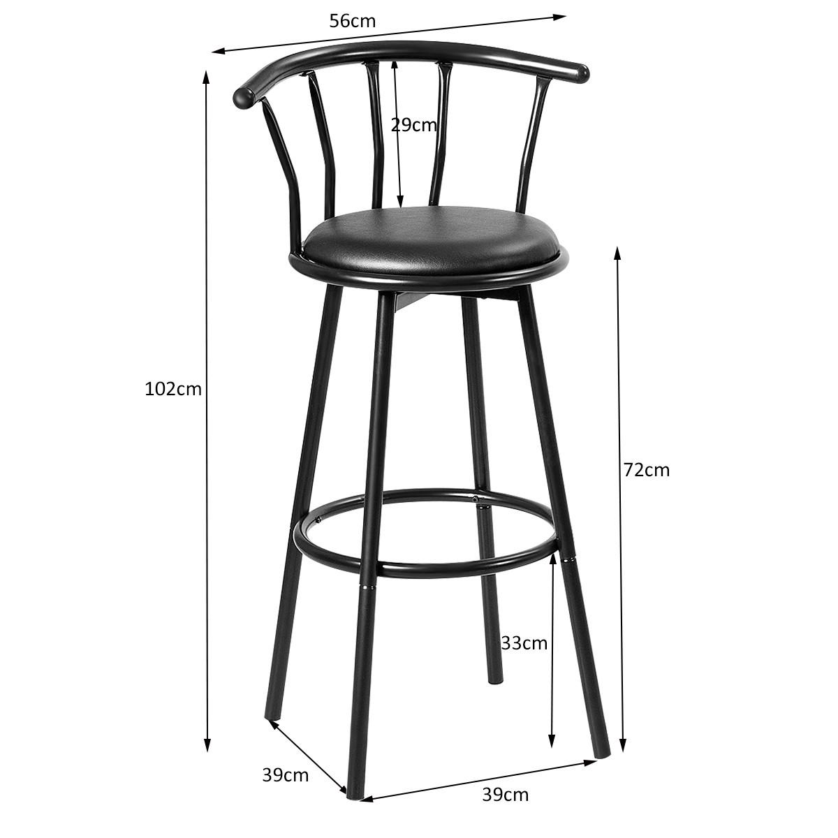 BARHOCKER Schwarz(2er-Set) - Schwarz, Metall (56/102/39cm) - COSTWAY