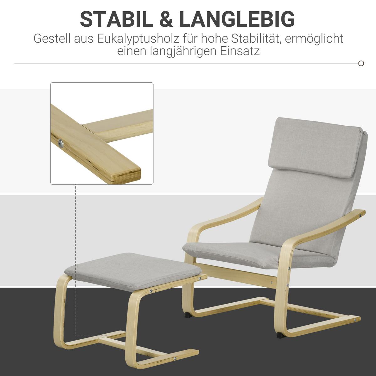 RELAXSESSELSET Hellgrau - Hellgrau, Kunststoff (80/99/66.5cm) - HOMCOM