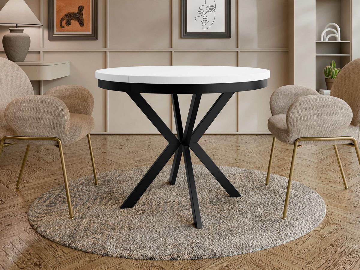 ESSTISCH ausziehbar Edder 90 - Schwarz/Weiß, Holzwerkstoff/Metall (90/90/76cm) - MIRJAN24
