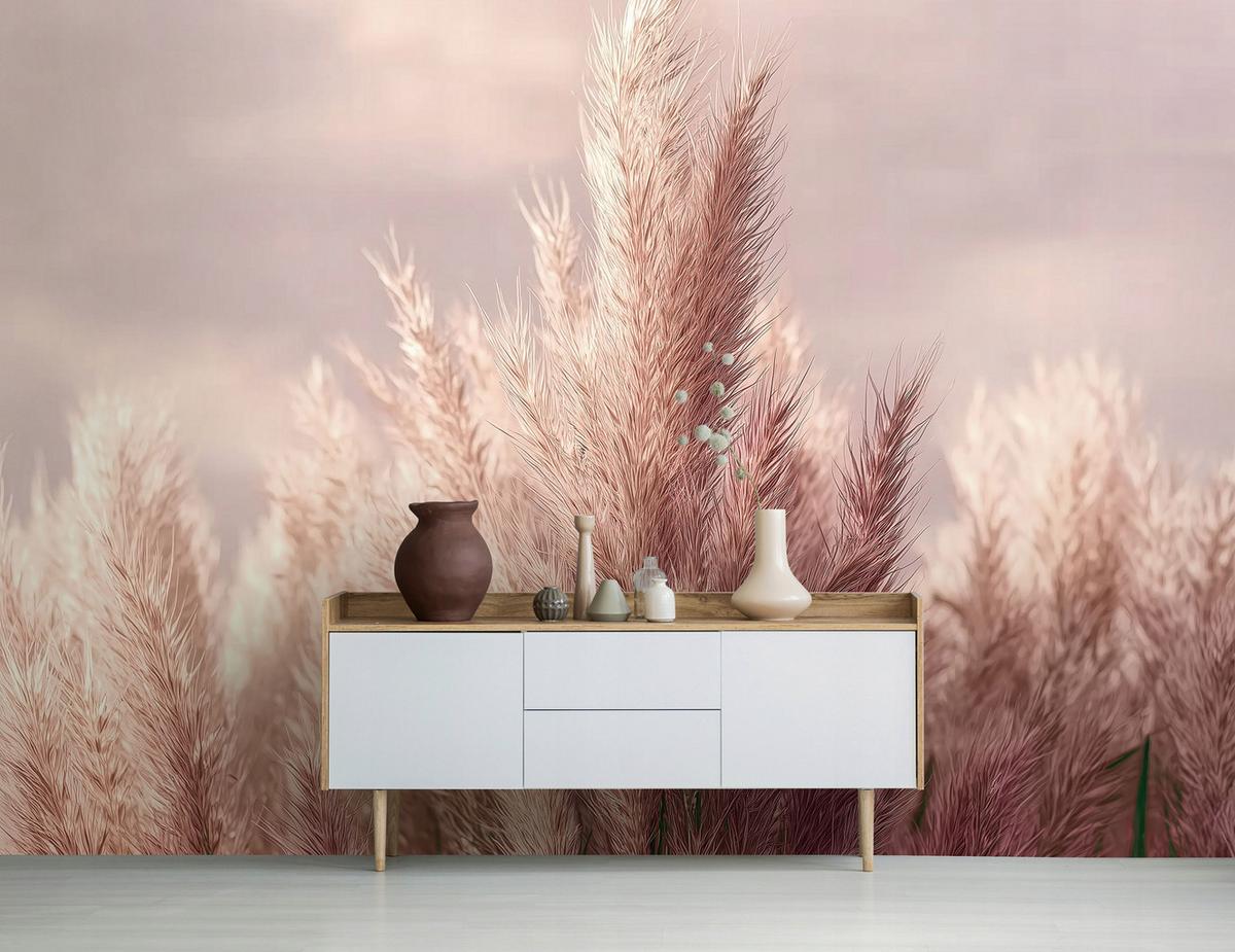 FOTOTAPETE Gras Boho Natur 150x105 - Multicolor, Papier (150/105cm) - Wallarena