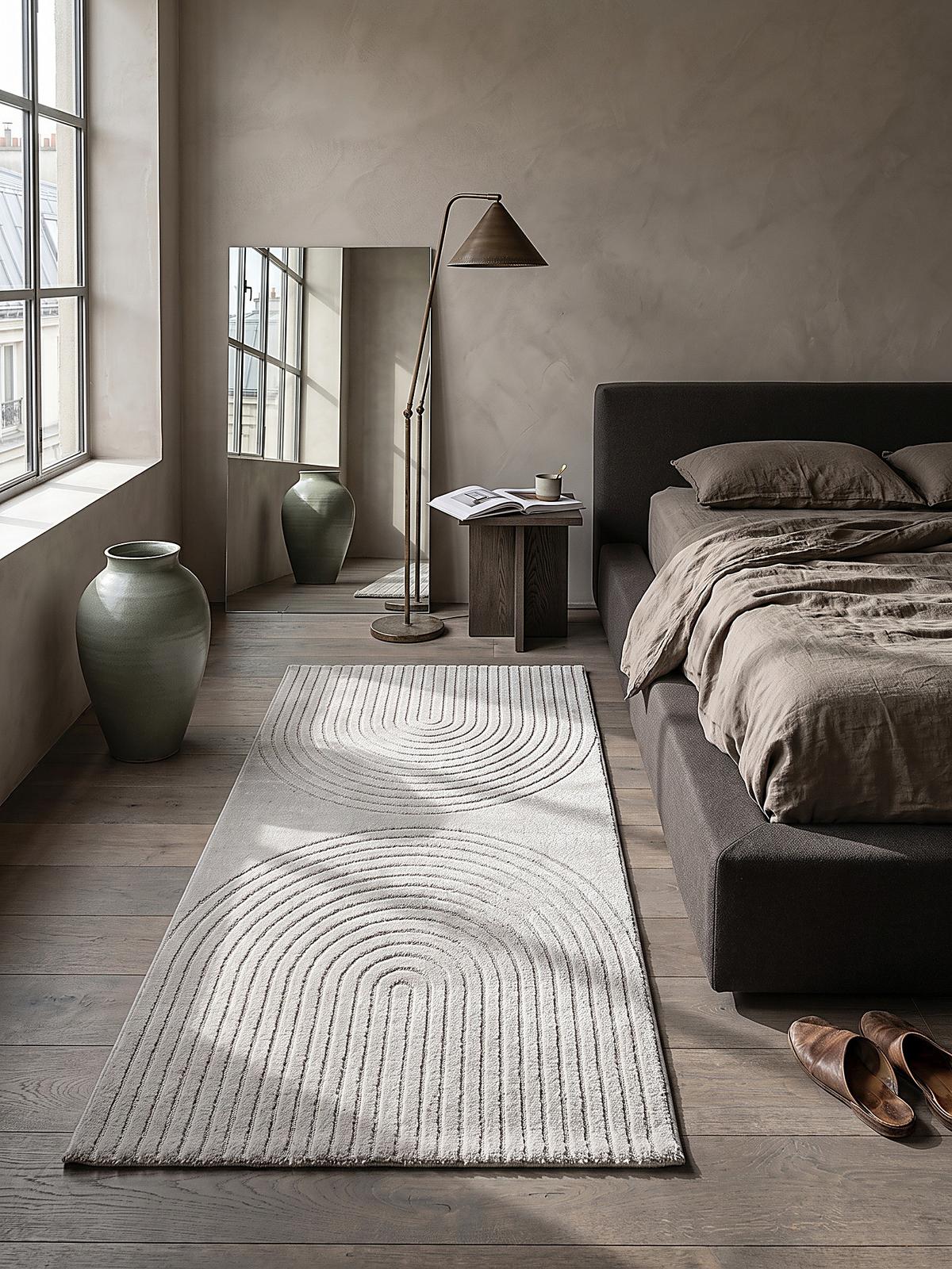 TEPPICHLÄUFER Geometrisch MUOTA Polypropylen Grau 80 x 150 cm - Grau, Textil (80/150cm) - KADIMA DESIGN