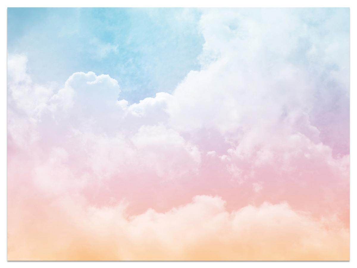 FOTOTAPETE für Kinderzimmer bunte Wolken Abstraktion 500x350 - Blau/Violett, Papier (500/350cm) - Muralo