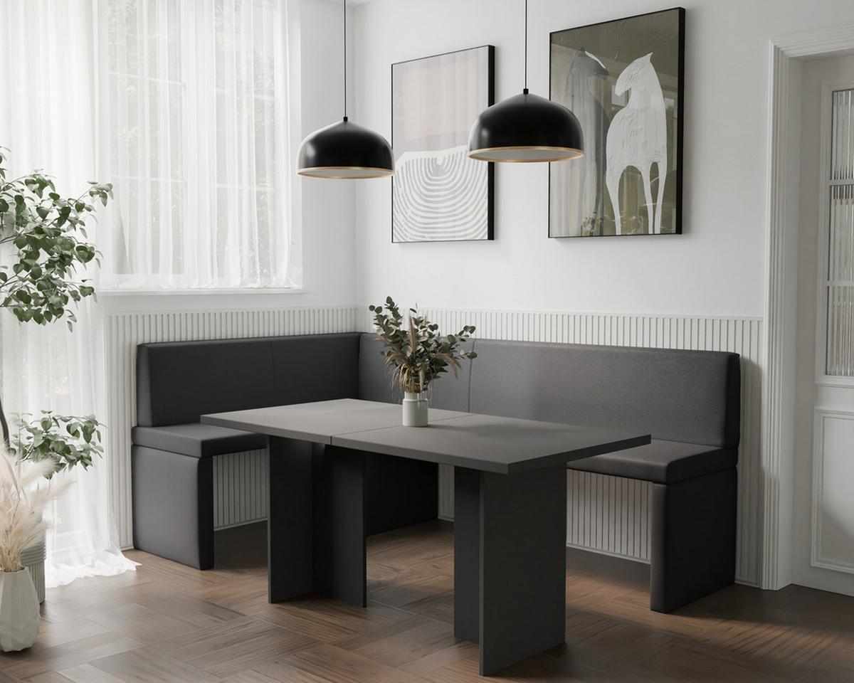 ECKBANK links OWEN Kunstleder, 142/196 cm Anthrazit - Anthrazit, Holz/Kunststoff (142/196cm) - Idohome