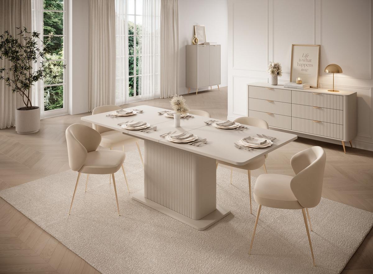 ESSTISCH LANTANA Ausziehbar 160 - 200 / 160 x 75,4 cm - Beige/Goldfarben, Holz (160/160/75.4cm) - MASSENO