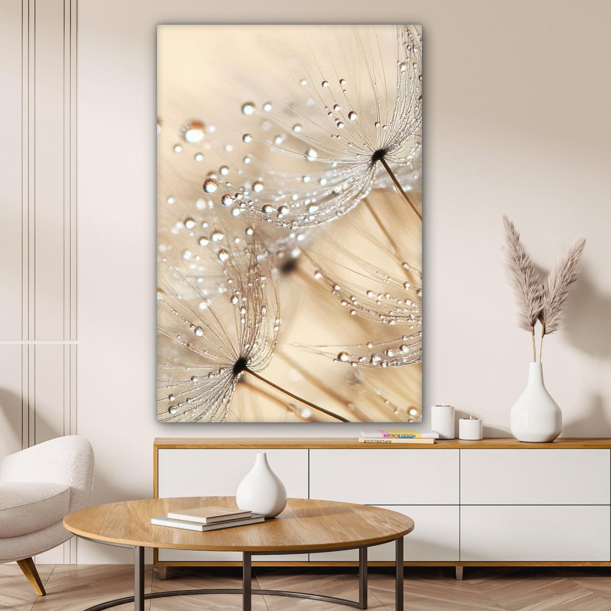 LEINWANDBILD Löwenzahn - Abstrakt - Natur - Beige Deko Groß 90x140 cm - Braun, Textil (90/140cm) - MuchoWow