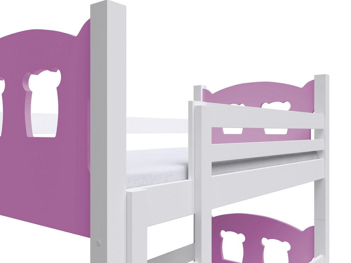 ETAGENBETT LEONE mit Bettkasten 80x180 cm Weiß - Weiß/Rosa, Holz (80/180cm) - MASSENO