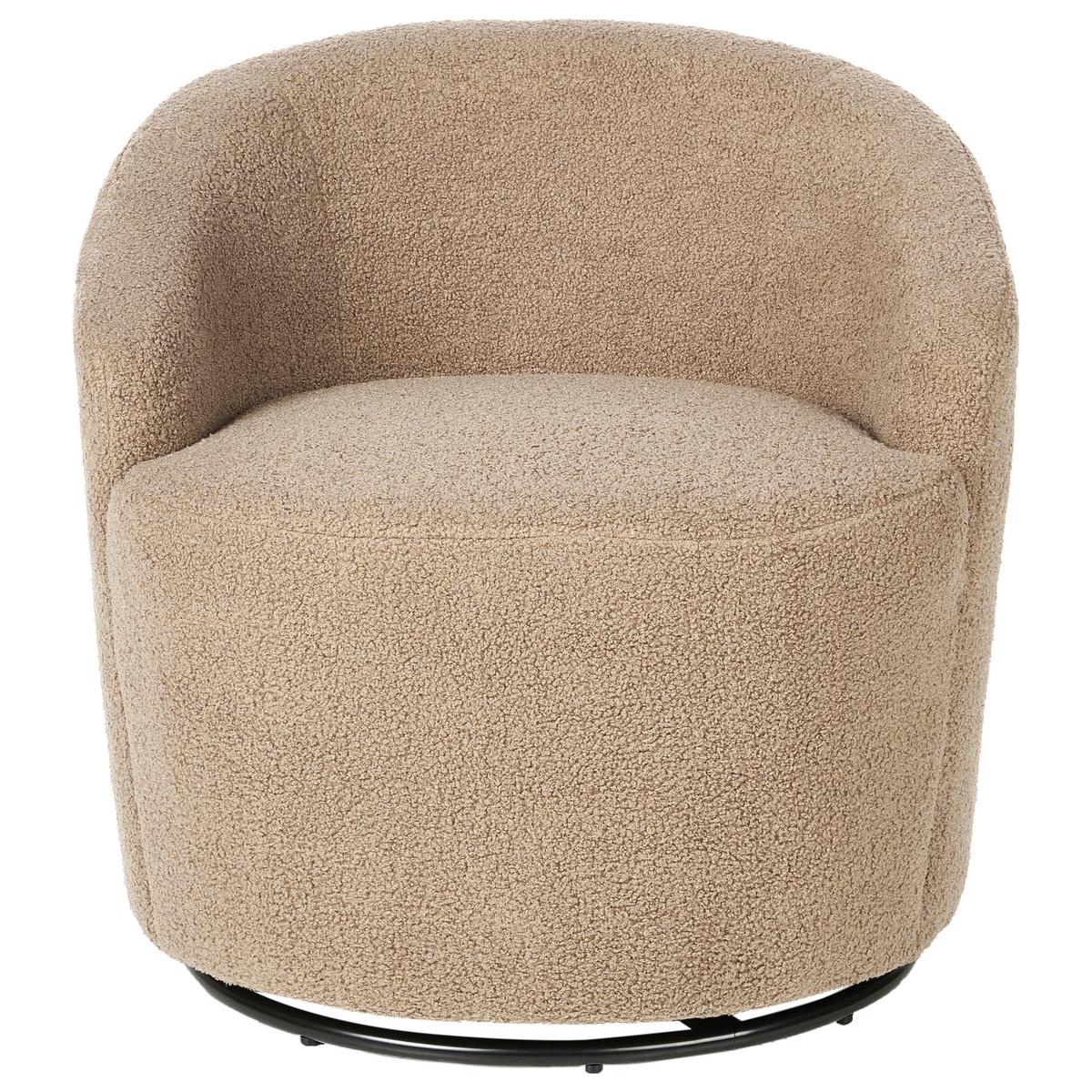 DREHSESSEL Taupe Davik - Taupe/Schwarz, Textil (62/67/63cm) - Beliani
