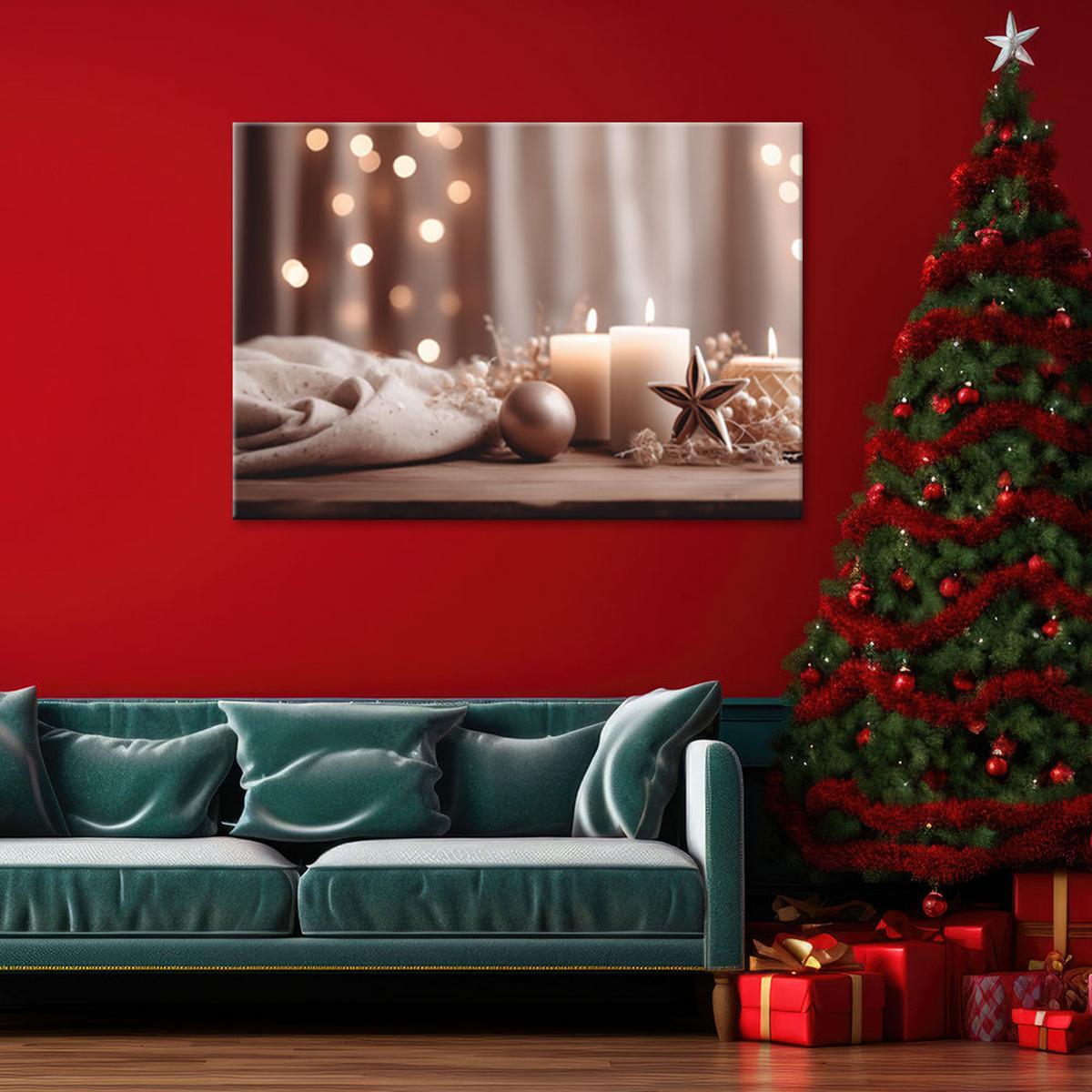 WANDBILD weihnachtsdekoration - Beige, Textil (60/40cm) - Feeby
