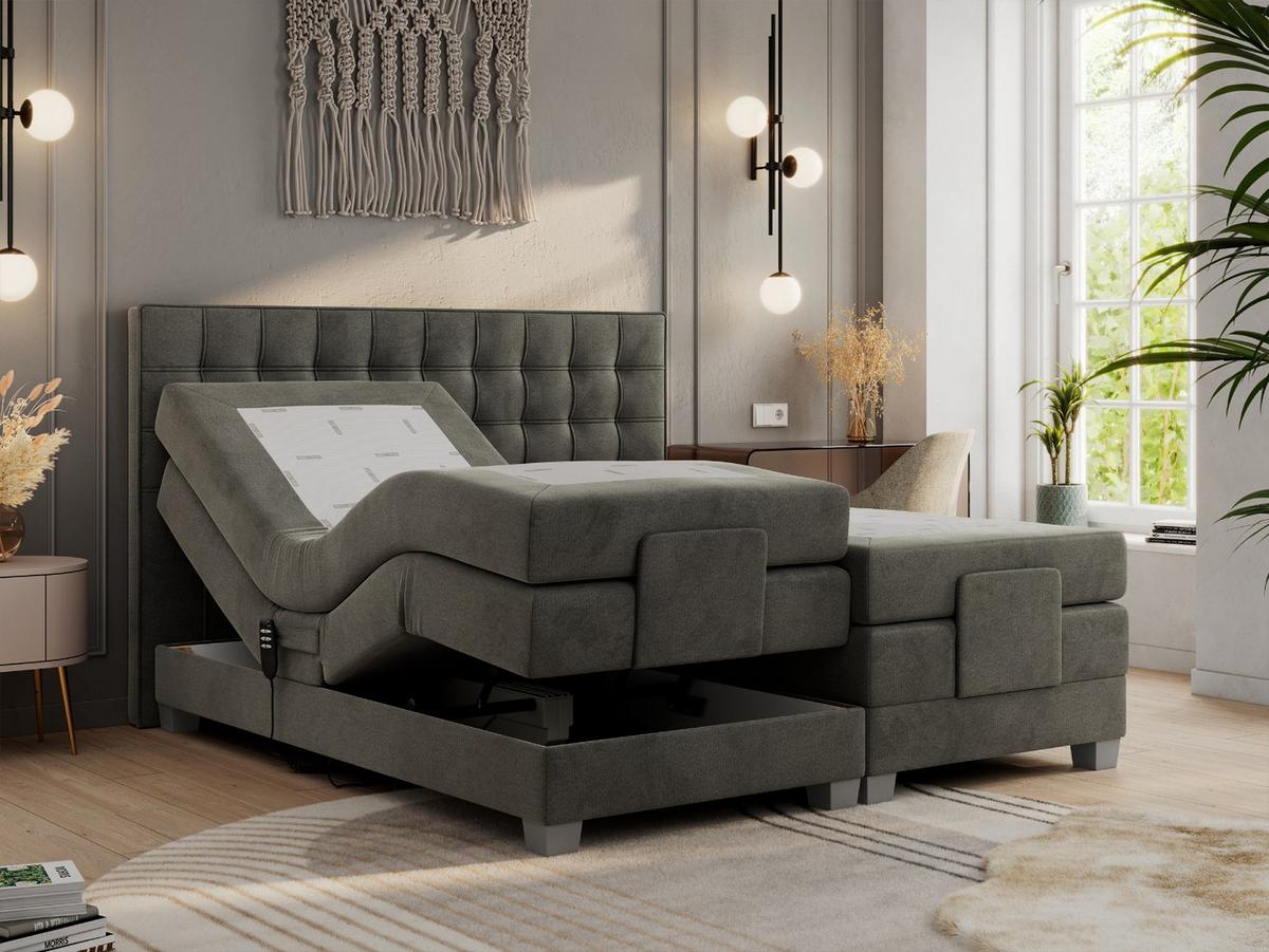 BOXBETT ELEKTRO 140/200 Dunkelgrau Velvet - H4 - Dunkelgrau, Holz/Textil (140/200cm) - MKS