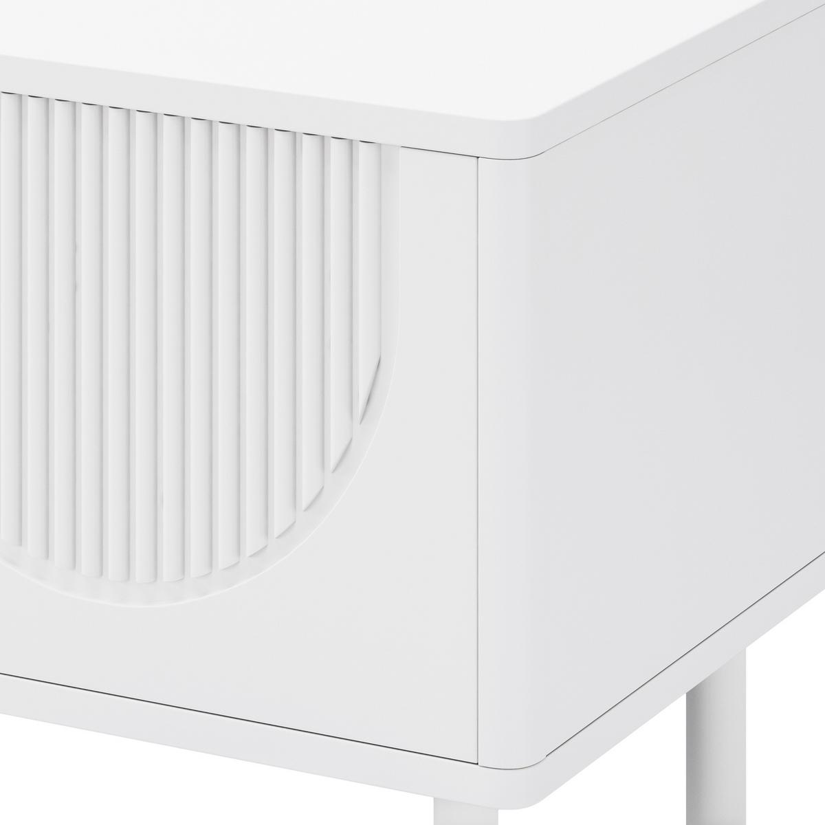 TV-LOWBOARD in Mattweiß mit 3D-Relief, mit 4 Fächern und Kabelmanagement - Weiß, Holzwerkstoff (180/52/40cm) - Urban Meuble