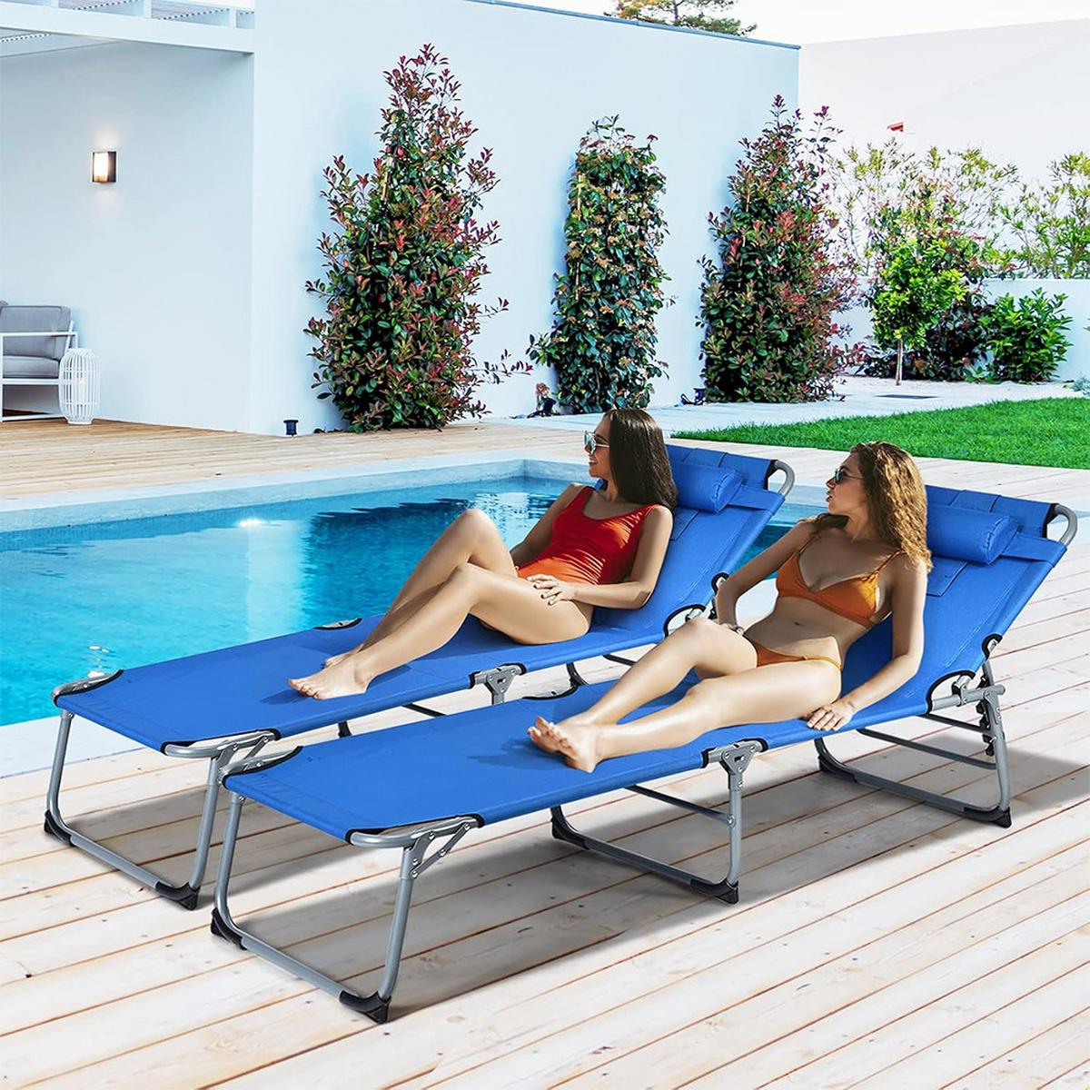 SONNENLIEGE 86cm Blau - Blau, Metall (194/86/60cm) - COSTWAY