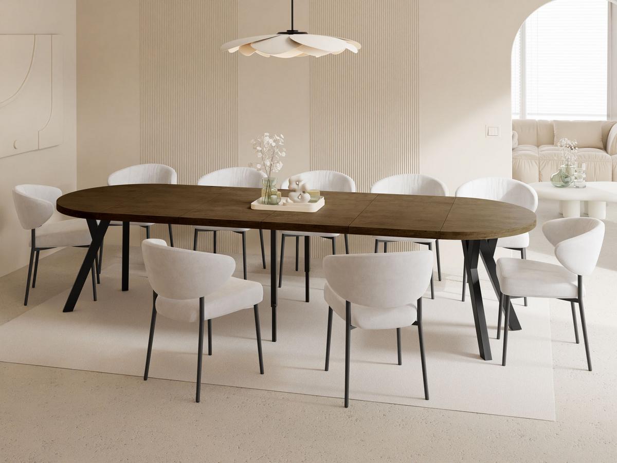 ESSTISCH Twixy XXL groß rund oval ausziehbar, Eiche Braun Rustikal 100-300/100/76 cm - Alteiche/Schwarz, Holz/Holzwerkstoff (100/300/76cm) - WFL GROUP
