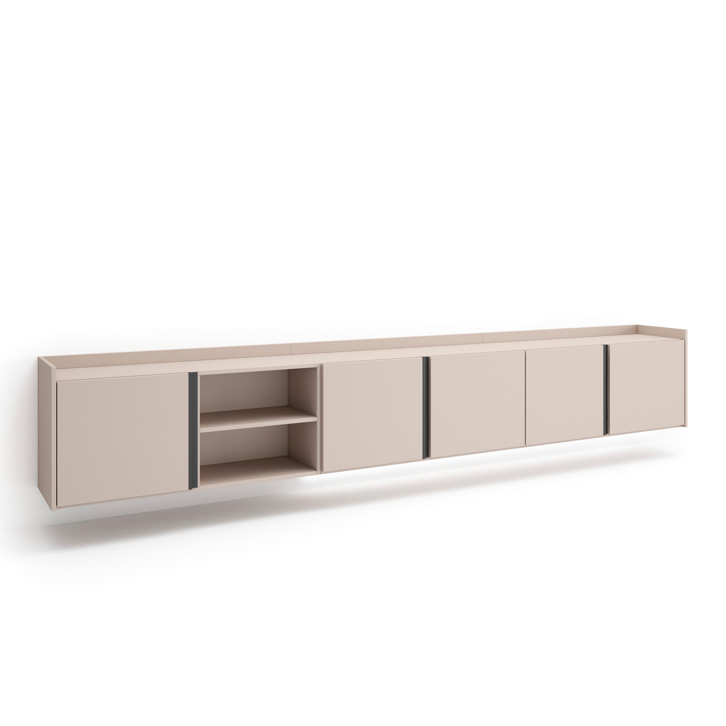LOWBOARD, Beige, 309/35/50cm, Hängend - Beige, Holzwerkstoff (309/50/35cm) - Skraut Home