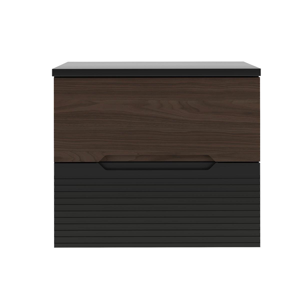 WASCHTISCHUNTERSCHRANK 60.6cm Sylla Schwarz und Holz - Schwarz, Holzwerkstoff (60.6/52.2/46.5cm) - Petits-meubles