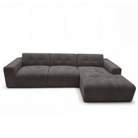 ECKSOFA L Form Corlu Dunkelgrau 310/165/78 cm – stilvolle kleine Eckcouch Rechts - Dunkelgrau/Schwarz, Kunststoff/Textil (165/310cm) - AX Living