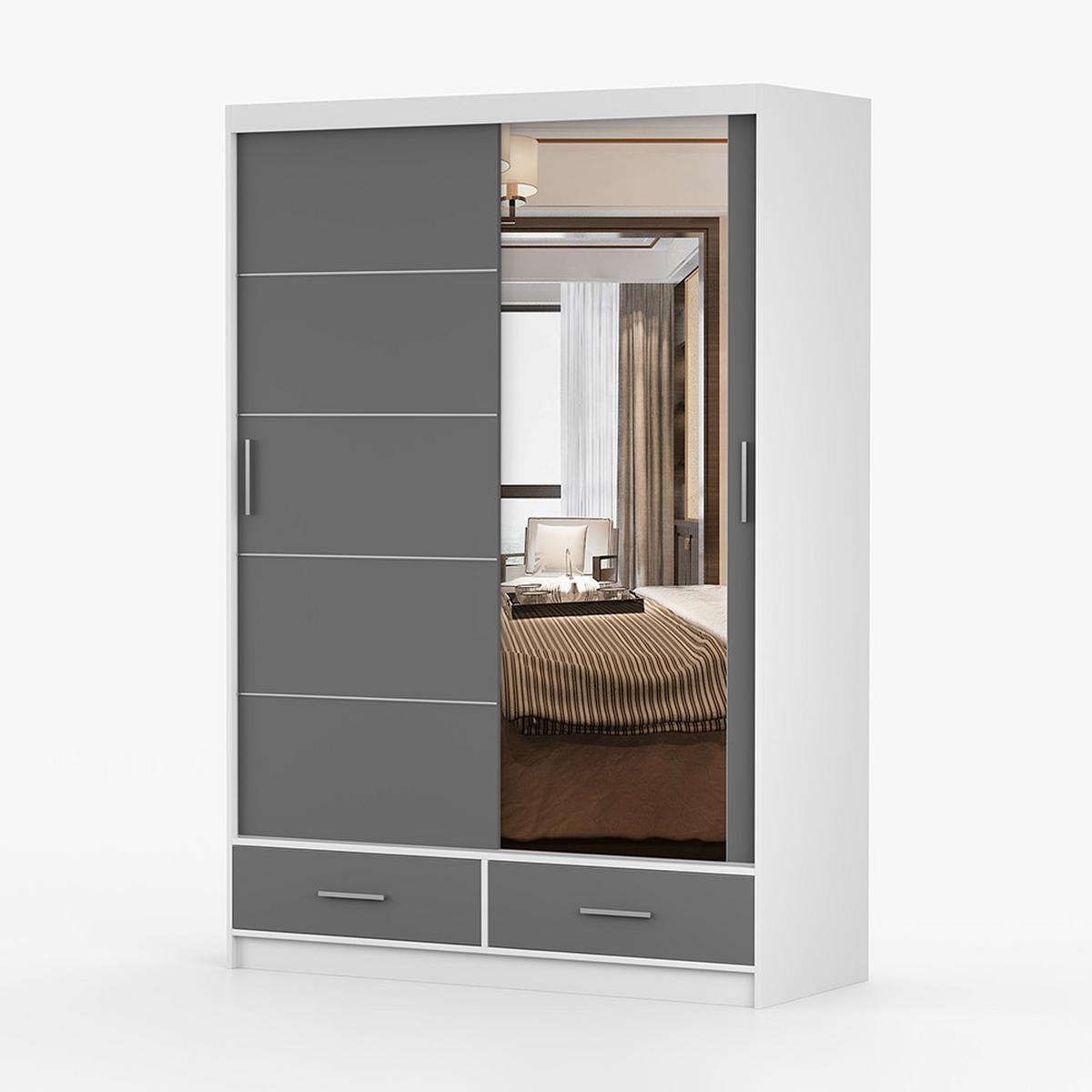 KLEIDERSCHRANK Florence 150 cm, 150/218/61, 2-türig, grau - Grau, Holzwerkstoff (150/218/61cm) - imoebel24