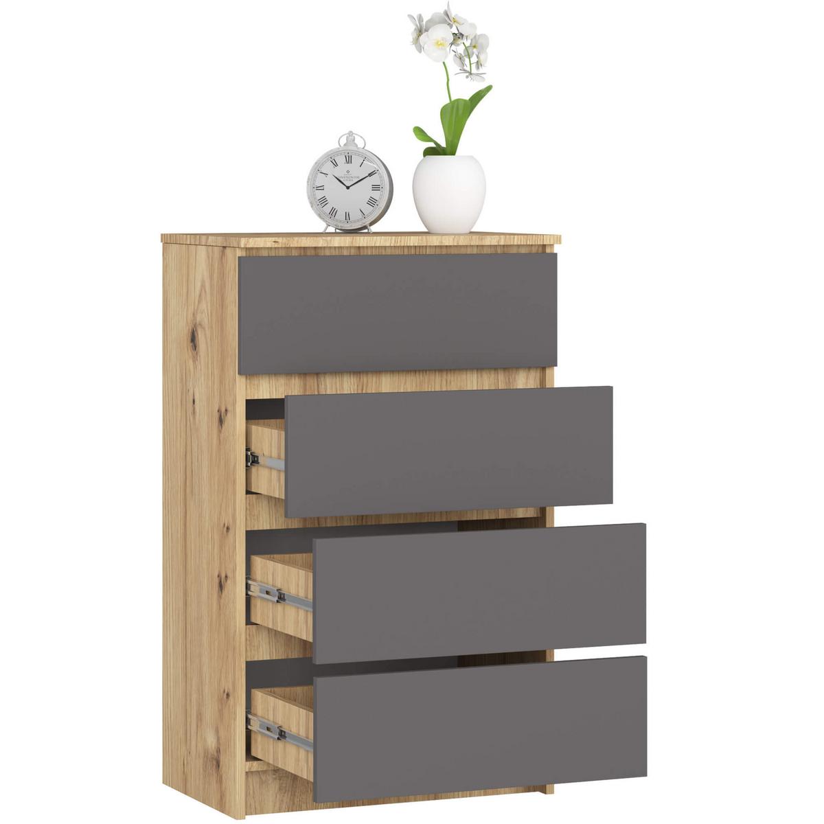 KOMMODE Eiche Artisan, Graphit Grau 99/60/40 - Eiche Artisan, Holzwerkstoff (60/99/40cm) - RAUMHIRSCH FURNITURE