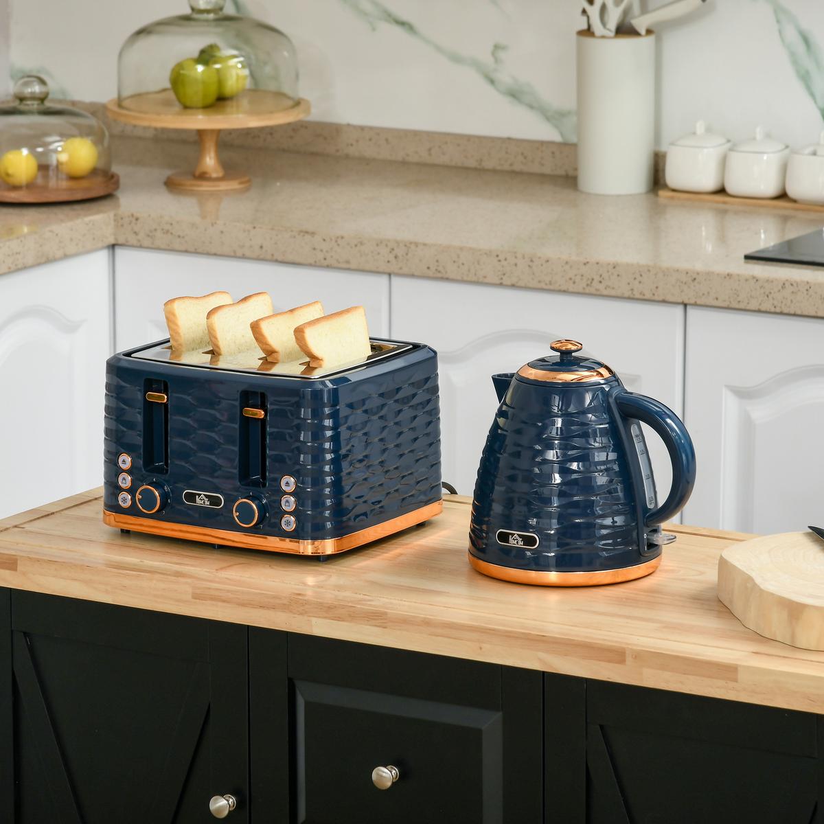 KOCHER-TOASTER-SET 2er Set Kunststoff Stahl Blau - Blau, Kunststoff (19.5/23.2/24.1cm) - HOMCOM