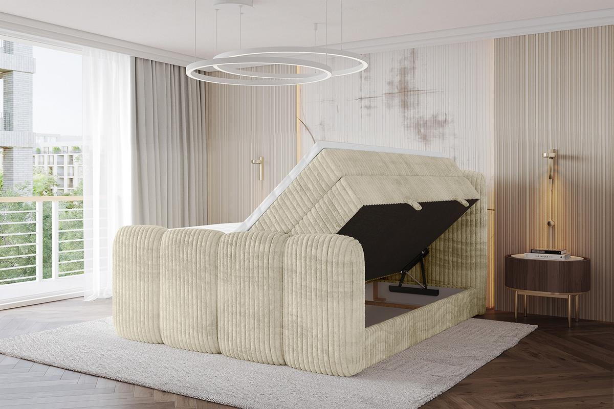 BOXBETT mit Matratze H3|H4 und Lattenrost - NINA-Z KING - 200x200 cm Tila - Creme - Magnolie, Holzwerkstoff (200/200cm) - ALTDECOR