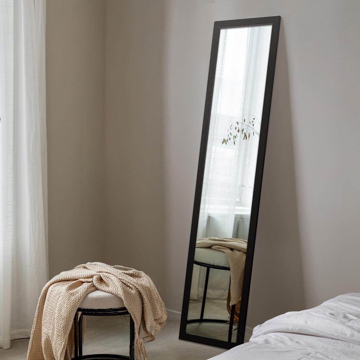 STANDSPIEGEL 156x36 cm – Schwarze Rahmen - Schwarz, Glas (156/36/0.4cm) - Wallfluent