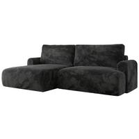 ECKSCHLAFSOFA TONO L Dunkelgrau Plüsch - links - Dunkelgrau/Schwarz, Kunststoff/Textil (260/150cm) - MKS