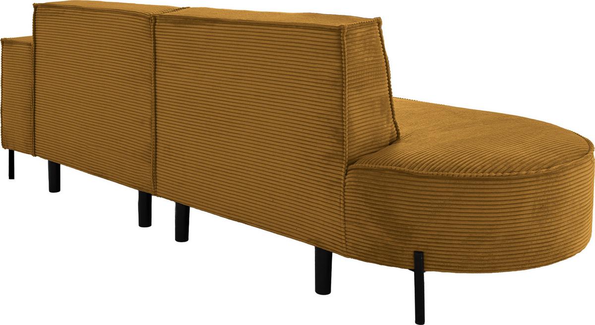 ECKSOFA Hana Loft 3-Sitzer Ecke Rechts, Cordstoff Chenille, Senf 241/80/168 cm - Gelb/Schwarz, Textil/Metall (241/168cm) - WFL GROUP