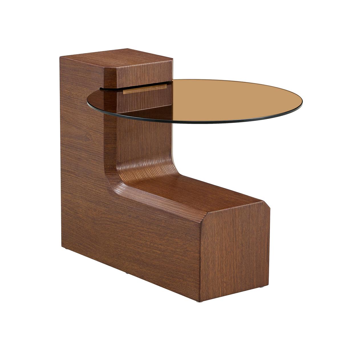 COUCHTISCH 2er-set nussbaum-optik & braunes glas trennbar - Walnussfarben, Holzwerkstoff (61/61/30cm) - Urban Meuble
