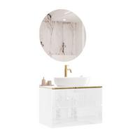 BADEZIMMERSCHRANK AURORA GOLD - Weiß, Holzwerkstoff (80/55/45cm) - Lookway