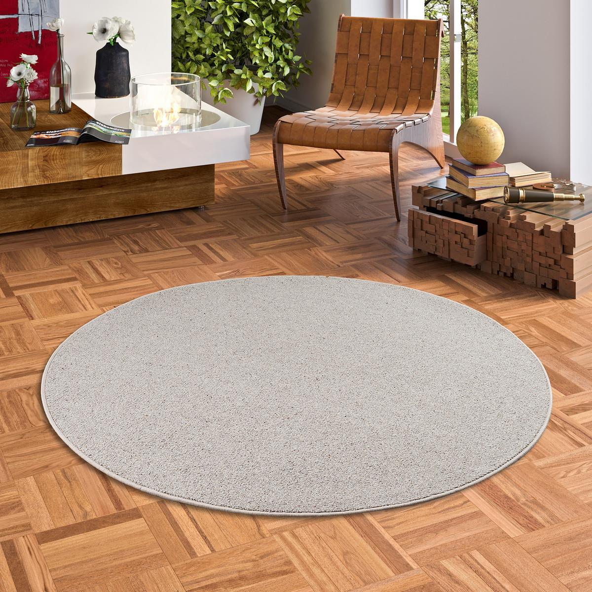 NATUR TEPPICH WOLLE BERBER RUND - Grau, Textil (133/133cm) - Snapstyle