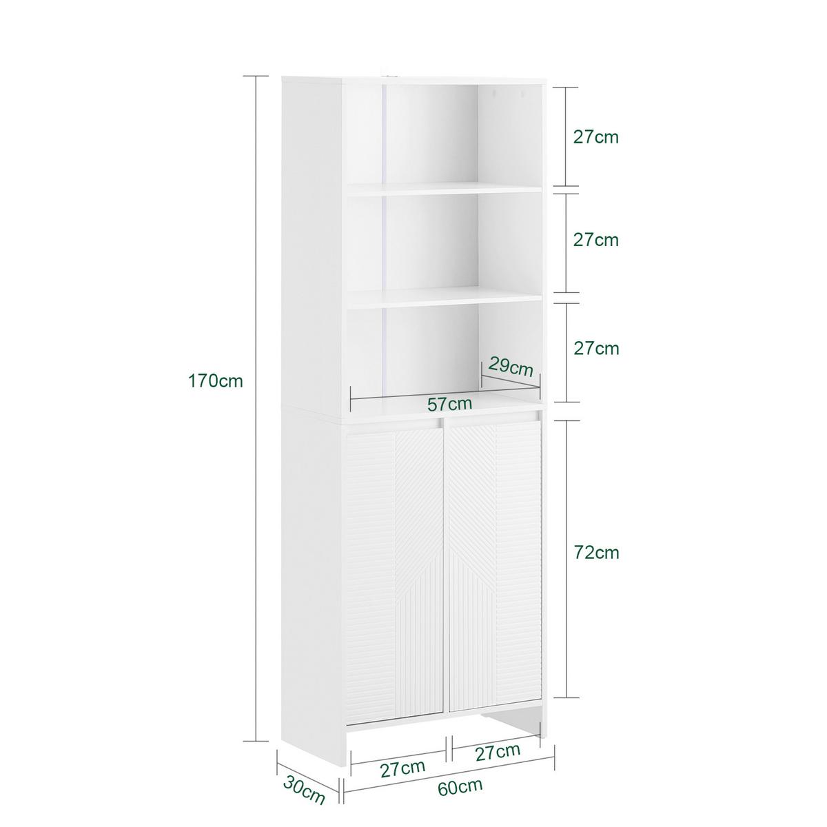 BADEZIMMERSCHRANK Weiß - Weiß, Holzwerkstoff (60/170/30cm) - SoBuy