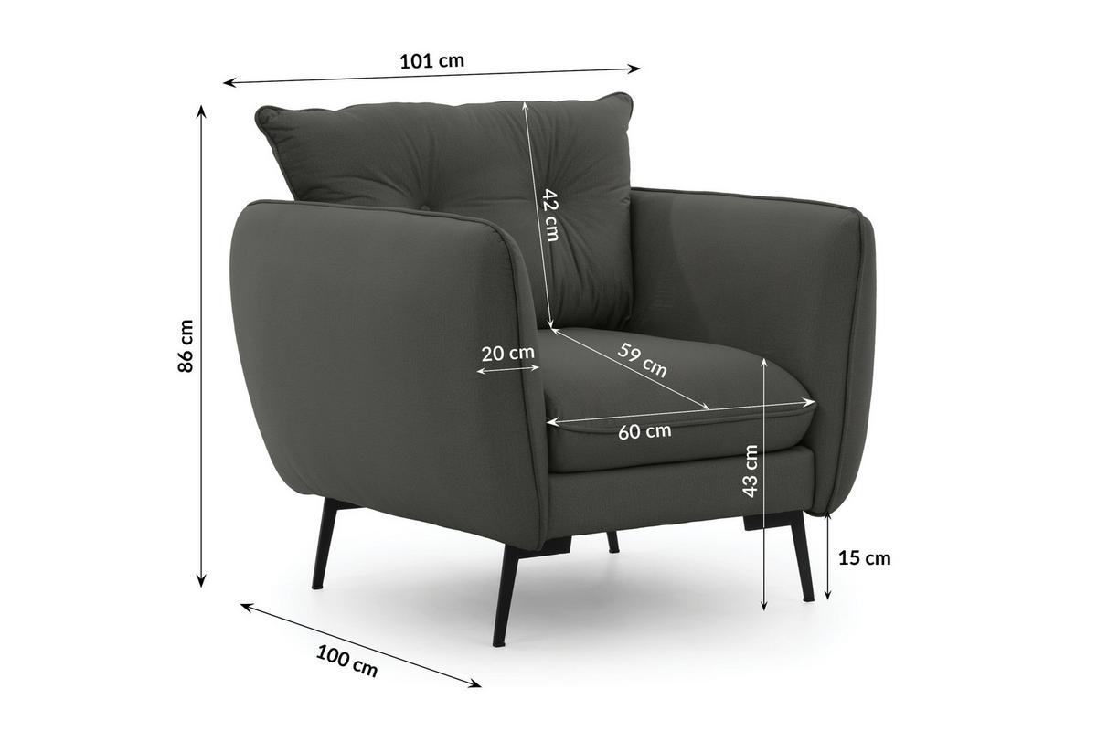 SESSEL Nordloft Dunkelgrau Samt - Dunkelgrau/Schwarz, Holz/Textil (101/86/100cm) - S-Style Möbel