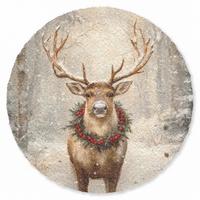 FUSSMATTE Weihnachten - Rentier - Winter - Kranz Flurteppich 120x120 cm - Braun, Kunststoff (120/0.4cm) - MuchoWow