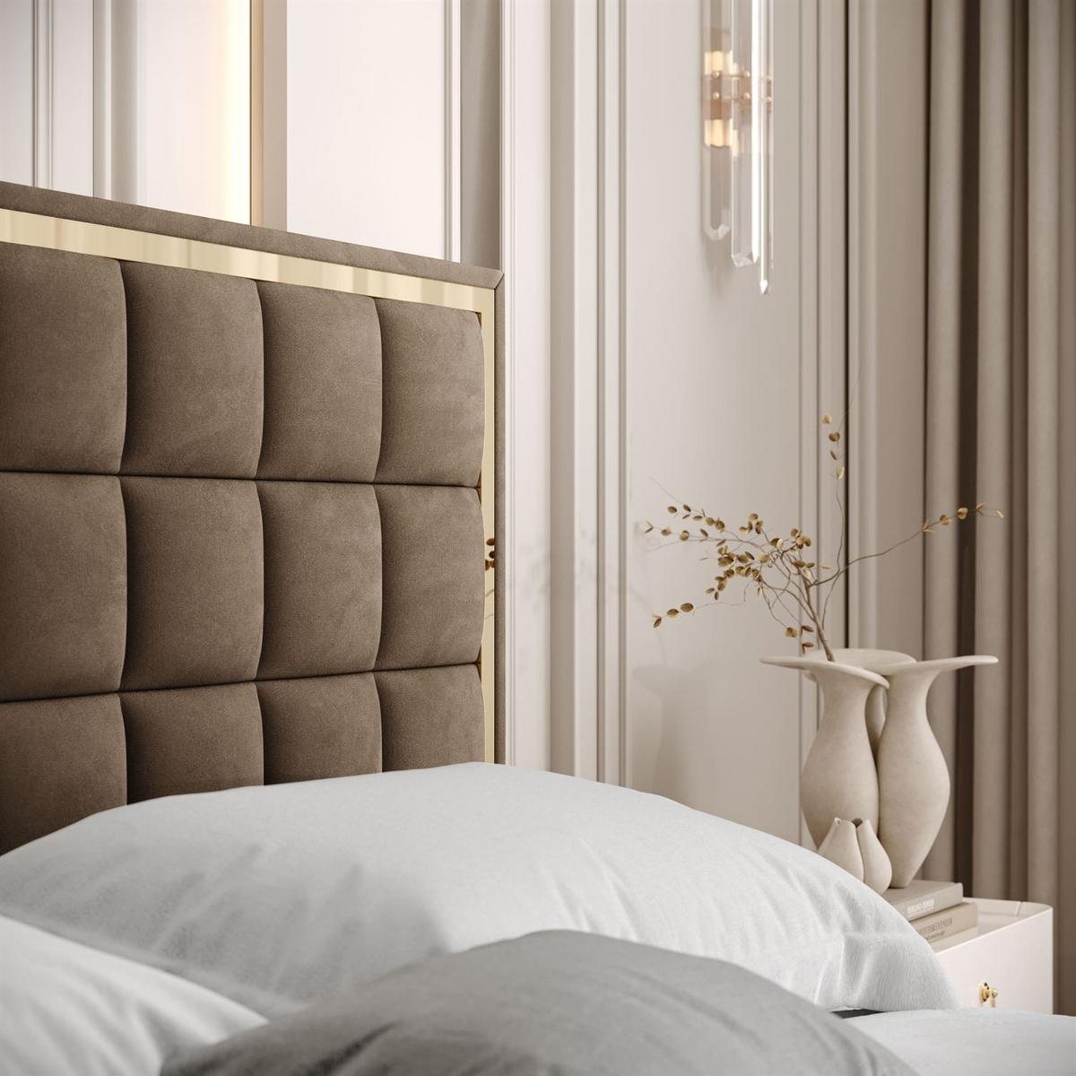 POLSTERBETT ISADORA GOLD mit Bettkasten 160x200 cm Royal Velvet 196 - Braun, Textil - Lookway