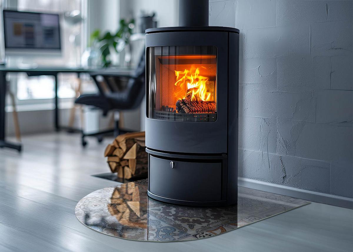 GLASPLATTE für Kamin 80x70 cm - Grau, Glas (80/70/0.4cm) - TULUP