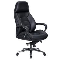 BÜROSTUHL Echtleder bis 120 kg mit Wippmechanik, Armlehnen und hoher Rückenlehne, Schwarz 67x67x137 cm - Silberfarben/Schwarz, Leder (67/137/67cm) - KADIMA DESIGN