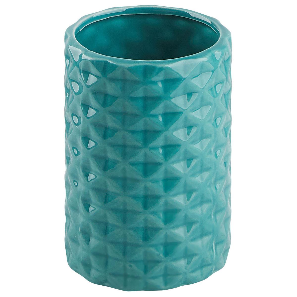 BADEZIMMER Set 4-teilig Keramik türkis Guatire - Blau, Stein (9/21/9cm) - Beliani