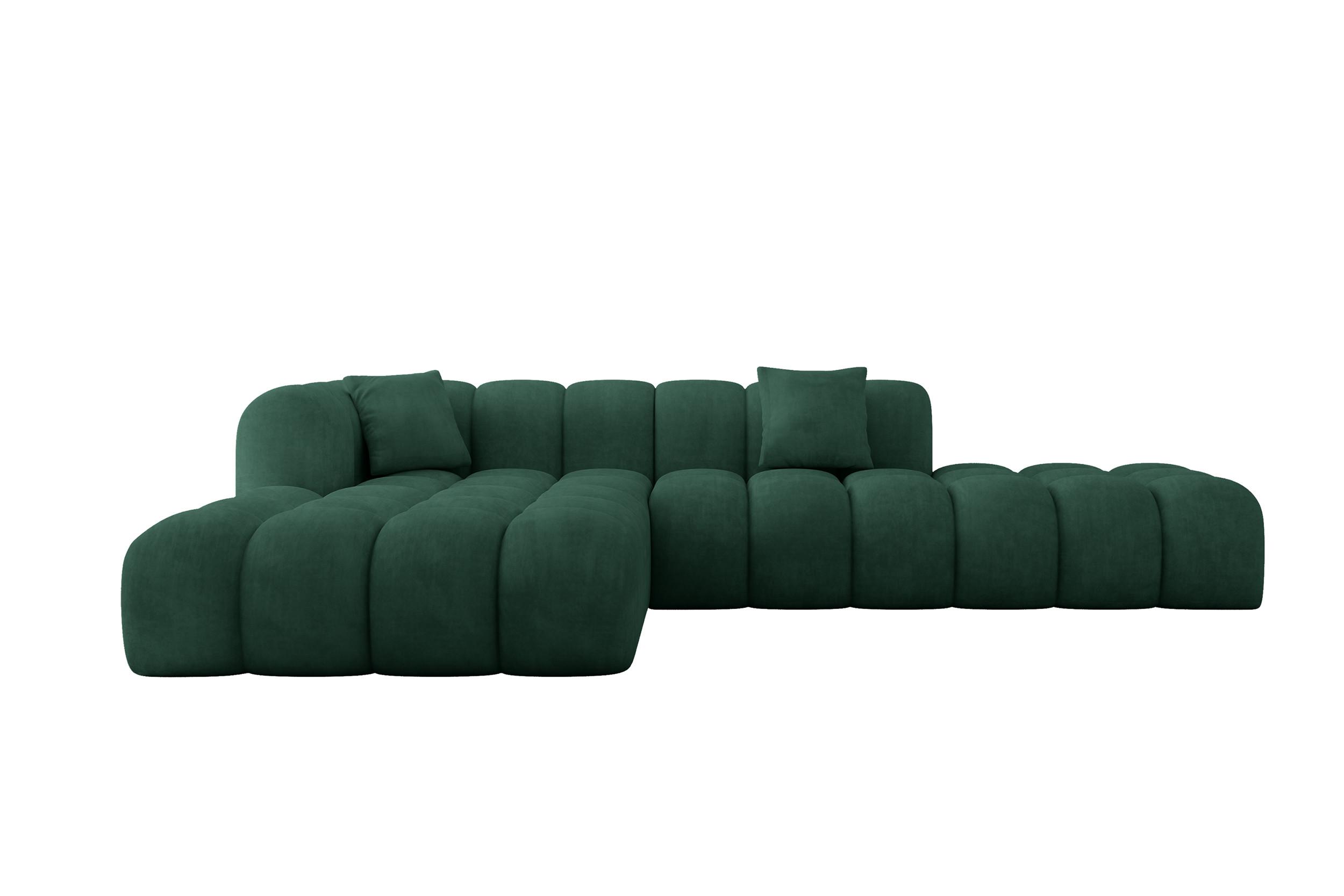 ECKSOFA Ottomane Links OLEA-L2 - 289x176x71 cm Dunkelgrün - Dunkelgrün/Schwarz, Holzwerkstoff/Kunststoff (289/176cm) - ALTDECOR