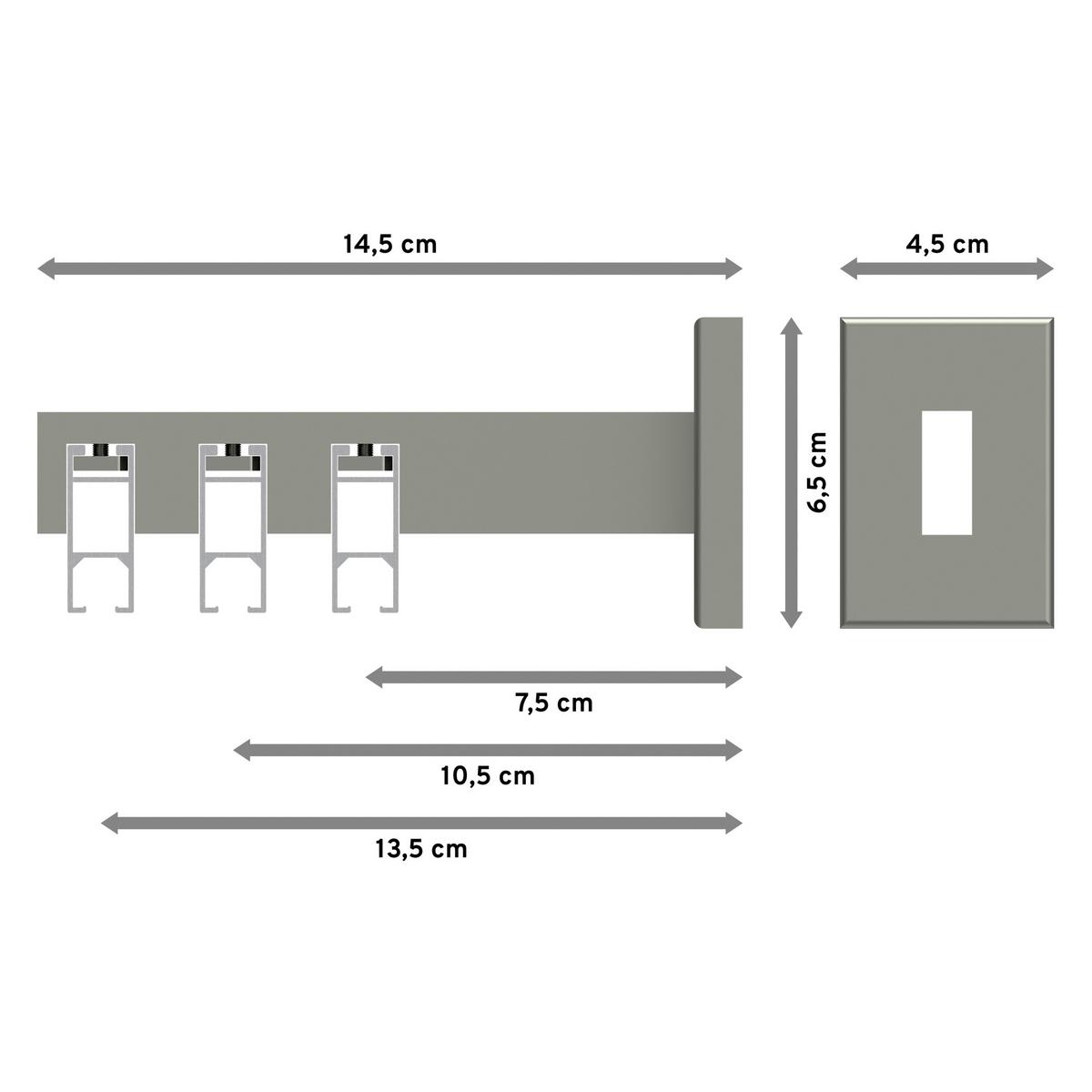 GARDINENSTANGE INNENLAUF Smartline Conex 360 cm (geteilt in 2 x 180 cm), 3-läufig, 14x35 mm Edelstahl-Optik - Edelstahlfarben, Metall (360cm) - INTERDECO