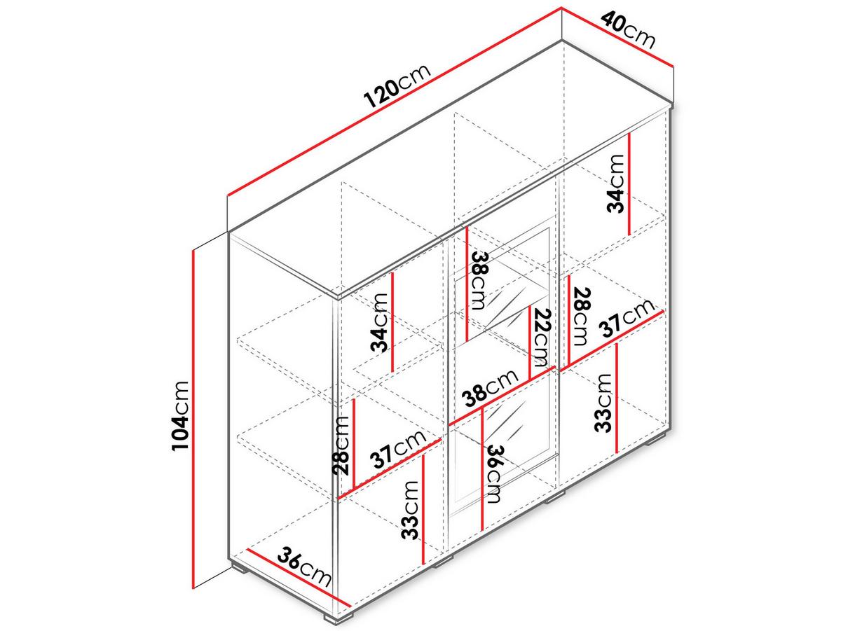 KOMMODE Vera 120 mit weißer LED Beleuchtung - Silberfarben/Graphitfarben, Holzwerkstoff/Kunststoff (120/104/40cm) - MIRJAN24