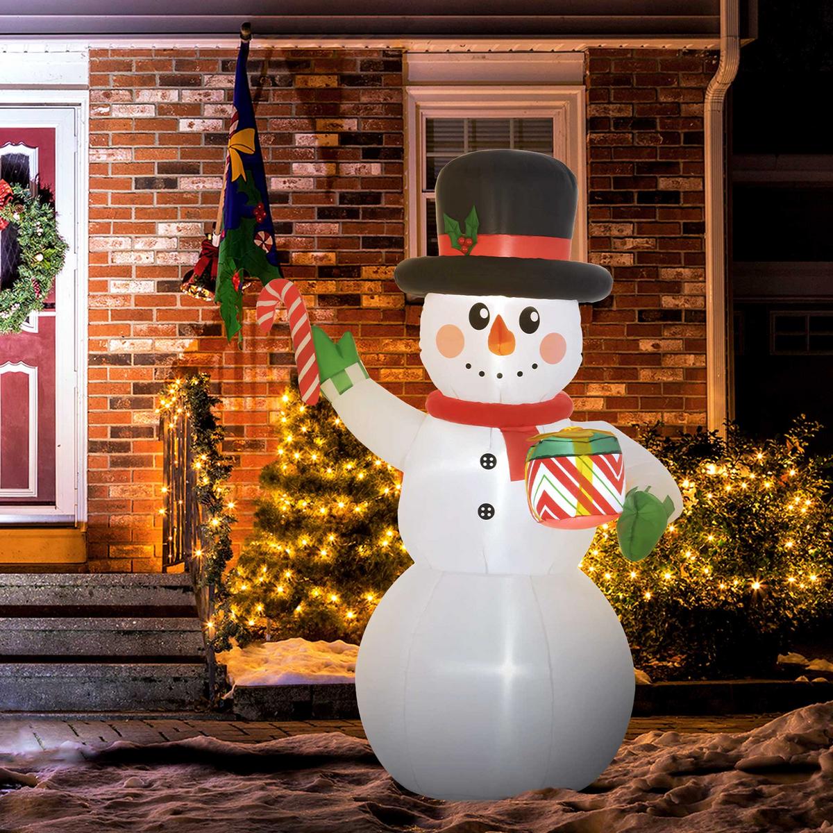 AUFBLASBAR Weihnachtsdeko 1,8 m Schneemann mit LED-Beleuchtung Gartendeko - Weiß, Kunststoff (80/180/120cm) - Outsunny