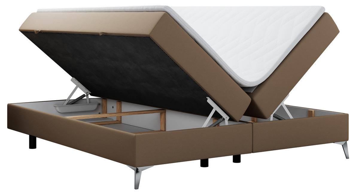 BOXBETT LESS 200/200 Braun Kunstleder - H4 - Braun, Holz/Textil (200/200cm) - MKS