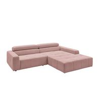 ECKSOFA MIT MOTORISCHEM SITZVORZUG RENO Pink Cord Relaxfunktion - Schwarz/Rosa, Kunststoff/Textil (258/217cm) - KAWOLA