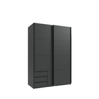 SCHWEBETÜRENSCHRANK 2-türig B135/H198/T65 cm, Kleiderschrank in Grafit mit sichtbaren Schubkästen / 22665 - Schwarz/Graphitfarben, Holz/Holzwerkstoff (135/198/65cm) - luma-home