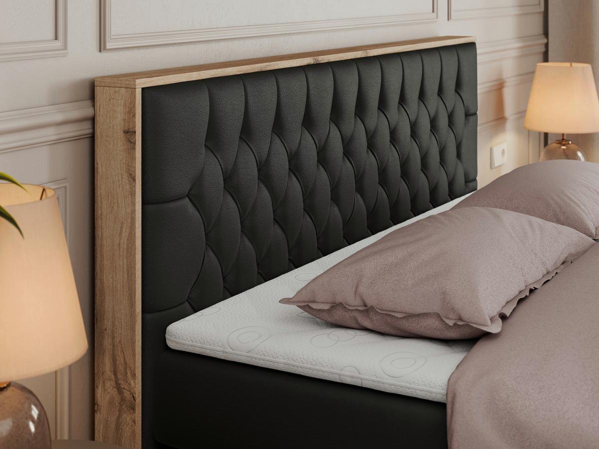 BOXSPRINGBETT AMORE KING 140/200 Schwarz Kunstleder - H3 - Schwarz, Holz/Textil (140/200cm) - MKS